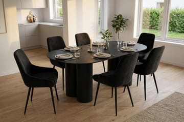 Juno Matgrupp rektangulärt 220 cm Svart med 8 Alsarp Matstolar - Svart - Möbler - Bord & matgrupp - Matgrupp