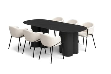 Juno Matgrupp rektangulärt 220 cm Svart med 8 Filip Matstolar - Svart - Möbler - Bord & matgrupp - Matgrupp