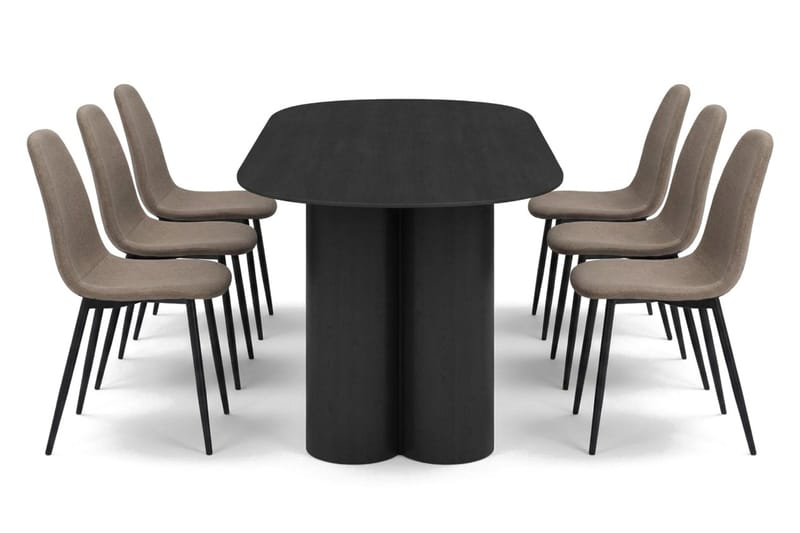 Juno Matgrupp rektangulärt 220 cm Svart med 8 Nibe Matstolar - Svart - Möbler - Bord & matgrupp - Matgrupp
