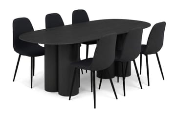 Juno Matgrupp rektangulärt 220 cm Svart med 8 Nibe Matstolar - Svart - Möbler - Bord & matgrupp - Matgrupp