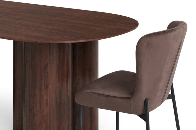 Juno Matgrupp rektangulärt 220 cm Valnöt med 6 Elsie Matstolar - Valnöt - Möbler - Bord & matgrupp - Matgrupp