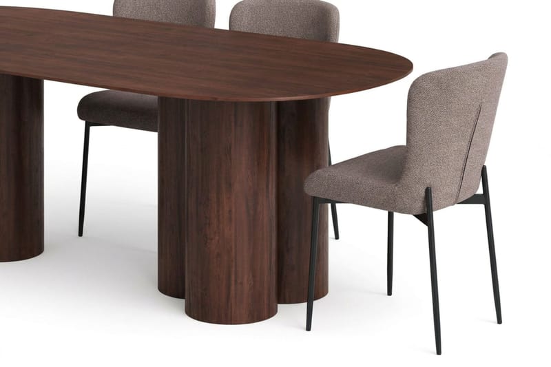 Juno Matgrupp rektangulärt 220 cm Valnöt med 6 Elsie Matstolar - Valnöt - Möbler - Bord & matgrupp - Matgrupp