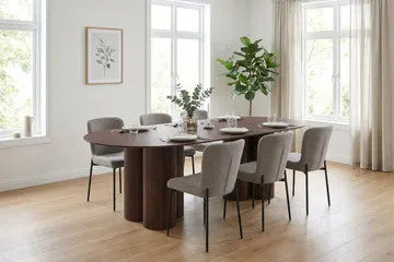 Juno Matgrupp rektangulärt 220 cm Valnöt med 6 Elsie Matstolar - Valnöt/Ljusgrå - Möbler - Bord & matgrupp - Matgrupp