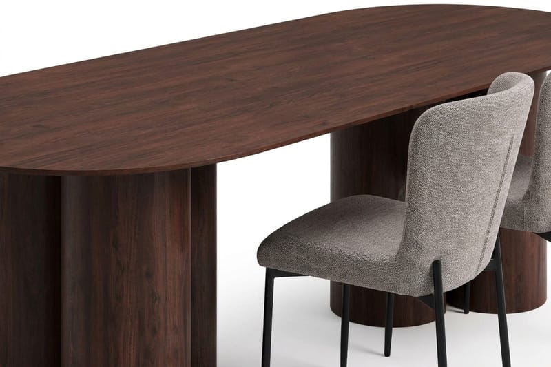 Juno Matgrupp rektangulärt 220 cm Valnöt med 6 Elsie Matstolar - Valnöt/Ljusgrå - Möbler - Bord & matgrupp - Matgrupp