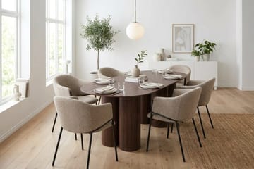Juno Matgrupp rektangulärt 220 cm Valnöt med 6 Filip Matstolar - Valnöt - Möbler - Bord & matgrupp - Matgrupp