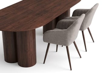 Juno Matgrupp rektangulärt 220 cm Valnöt med 6 Filippa Matstolar - Valnöt - Möbler - Bord & matgrupp - Matgrupp