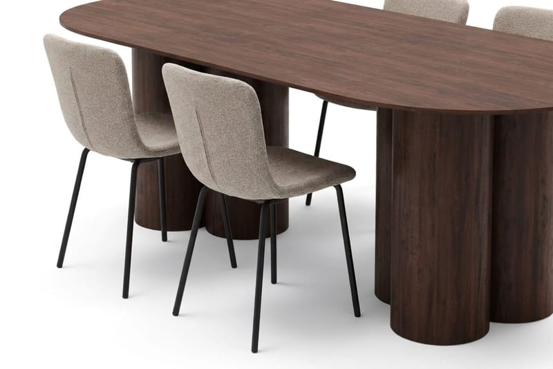Juno Matgrupp rektangulärt 220 cm Valnöt med 6 Katy Matstolar - Valnöt - Möbler - Bord & matgrupp - Matgrupp