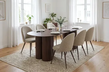 Juno Matgrupp rektangulärt 220 cm Valnöt med 6 Nibe Plus Matstolar - Valnöt - Möbler - Bord & matgrupp - Matgrupp