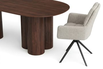 Juno Matgrupp rektangulärt 220 cm Valnöt med 6 Torsby Matstolar - Valnöt - Möbler - Bord & matgrupp - Matgrupp