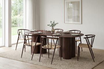 Juno Matgrupp rektangulärt 220 cm Valnöt med 6 Winston Matstolar - Valnöt - Möbler - Bord & matgrupp - Matgrupp