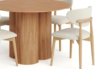 Juno Matgrupp runt 110 cm Ek med 4 Molly Matstolar - Ek - Möbler - Bord & matgrupp - Matgrupp