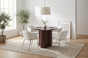 Juno Matgrupp runt 110 cm med 4 Filip Matstolar - Valnöt - Möbler - Bord & matgrupp - Matgrupp