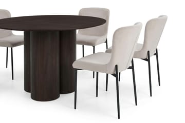 Juno Matgrupp runt 110 cm Rökt Ek med 4 Elsie Matstolar - Rökt ek/Beige - Möbler - Bord & matgrupp - Matgrupp