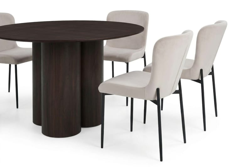 Juno Matgrupp runt 110 cm Rökt Ek med 4 Elsie Matstolar - Rökt ek/Beige - Möbler - Bord & matgrupp - Matgrupp