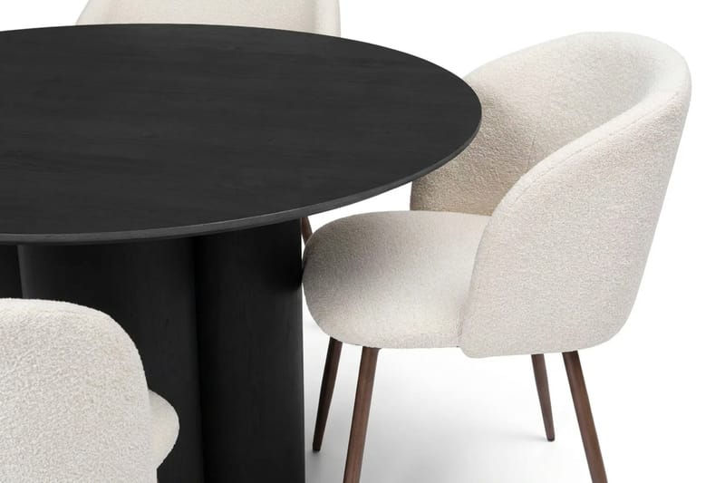 Juno Matgrupp runt 110 cm Svart med 4 Greya Matstolar - Svart - Möbler - Bord & matgrupp - Matgrupp