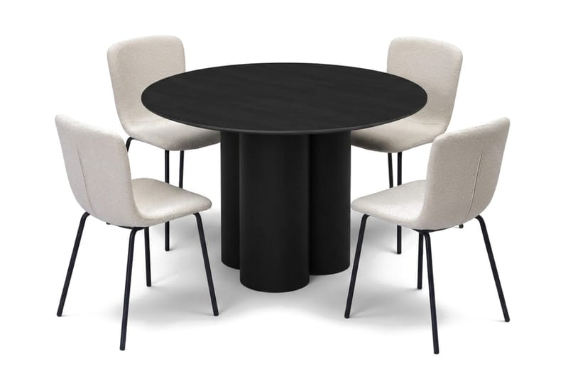 Juno Matgrupp runt 110 cm Svart med 4 Katy Matstolar - Svart - Möbler - Bord & matgrupp - Matgrupp