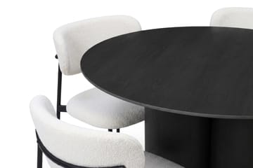Juno Matgrupp runt 110 cm Svart med 4 Lucy Matstolar - Svart - Möbler - Bord & matgrupp - Matgrupp