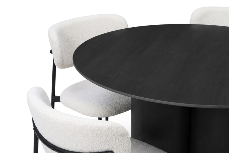 Juno Matgrupp runt 110 cm Svart med 4 Lucy Matstolar - Svart - Möbler - Bord & matgrupp - Matgrupp