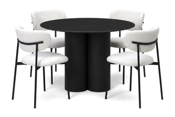 Juno Matgrupp runt 110 cm Svart med 4 Lucy Matstolar - Svart - Möbler - Bord & matgrupp - Matgrupp