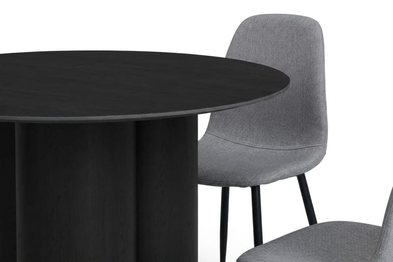 Juno Matgrupp runt 110 cm Svart med 4 Nibe Matstolar - Svart - Möbler - Bord & matgrupp - Matgrupp