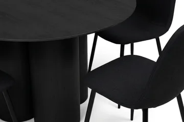Juno Matgrupp runt 110 cm Svart med 4 Nibe Matstolar - Svart - Möbler - Bord & matgrupp - Matgrupp