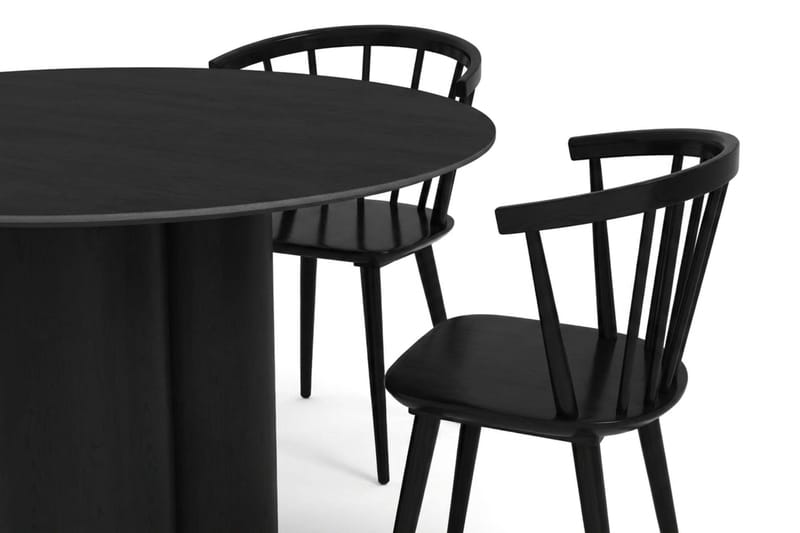 Juno Matgrupp runt 110 cm Svart med 4 Tyrö Matstolar - Svart - Möbler - Bord & matgrupp - Matgrupp