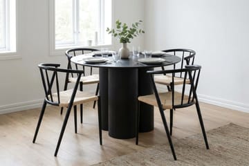 Juno Matgrupp runt 110 cm Svart med 4 Winston Matstolar - Svart - Möbler - Bord & matgrupp - Matgrupp