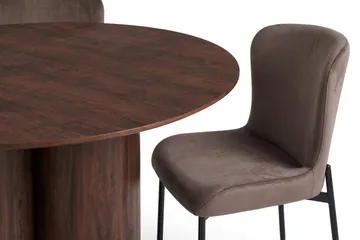 Juno Matgrupp runt 110 cm Valnöt med 4 Elsie Matstolar - Valnöt/Brun - Möbler - Bord & matgrupp - Matgrupp