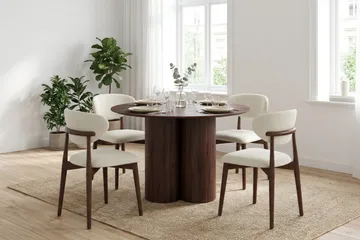 Juno Matgrupp runt 110 cm Valnöt med 4 Molly Matstolar - Valnöt - Möbler - Bord & matgrupp - Matgrupp