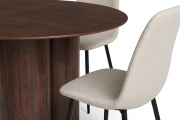 Juno Matgrupp runt 110 cm Valnöt med 4 Nibe Matstolar - Valnöt - Möbler - Bord & matgrupp - Matgrupp