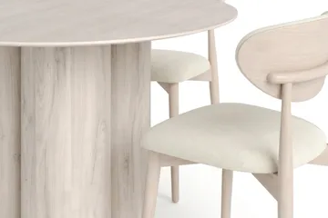 Juno Matgrupp runt 110 cm Vitlaserad med 4 Molly Matstolar - Vitlaserad - Möbler - Bord & matgrupp - Matgrupp