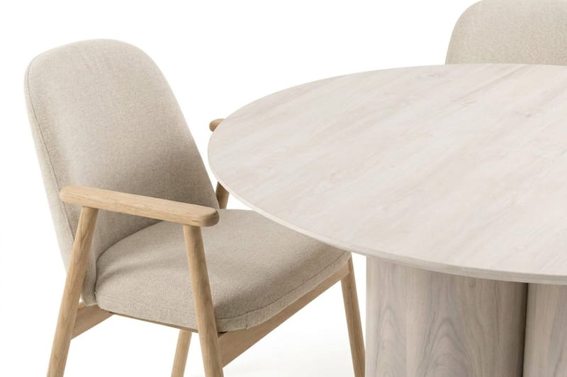 Juno Matgrupp runt 110 cm Vitlaserad med 4 Reciclar Matstolar - Vitlaserad ek - Möbler - Bord & matgrupp - Matgrupp
