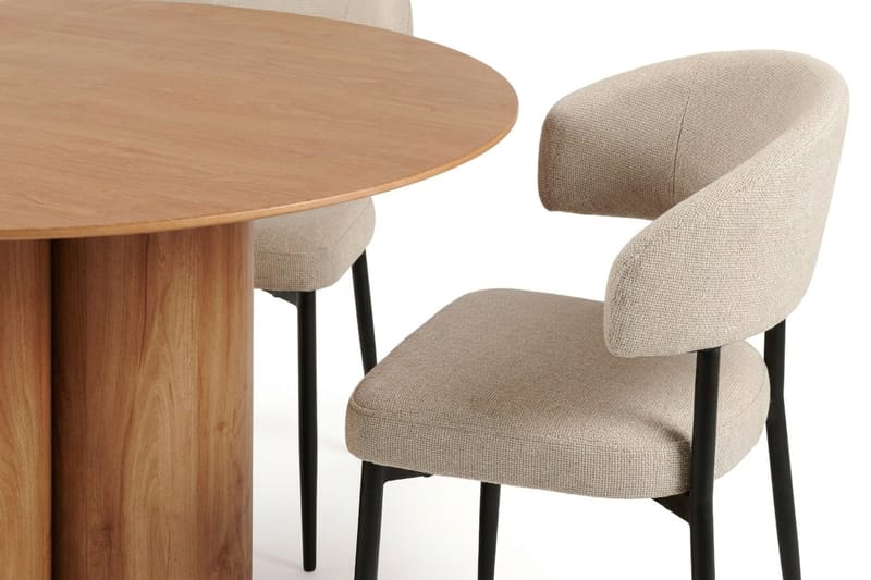 Juno Matgrupp runt 130 cm Ek med 6 Sawako Matstolar - Ek - Möbler - Bord & matgrupp - Matgrupp