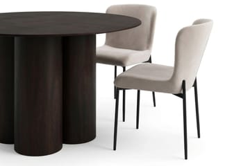 Juno Matgrupp runt 130 cm Rökt Ek med 6 Elsie Matstolar - Rökt ek/Beige - Möbler - Bord & matgrupp - Matgrupp