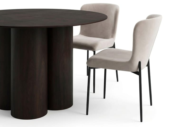 Juno Matgrupp runt 130 cm Rökt Ek med 6 Elsie Matstolar - Rökt ek/Beige - Möbler - Bord & matgrupp - Matgrupp