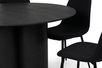 Juno Matgrupp runt 130 cm Svart med 6 Nibe Matstolar - Svart - Möbler - Bord & matgrupp - Matgrupp