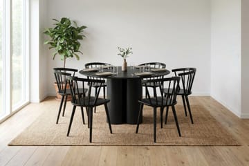 Juno Matgrupp runt 130 cm Svart med 6 Tyrö Matstolar - Svart - Möbler - Bord & matgrupp - Matgrupp