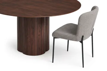Juno Matgrupp runt 150 cm Valnöt med 6 Elsie Matstolar - Valnöt/Ljusgrå - Möbler - Bord & matgrupp - Matgrupp