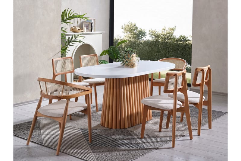 Karamea Matbord 170 cm Oval - Vit/Natur - Möbler - Bord & matgrupp - Matbord & köksbord