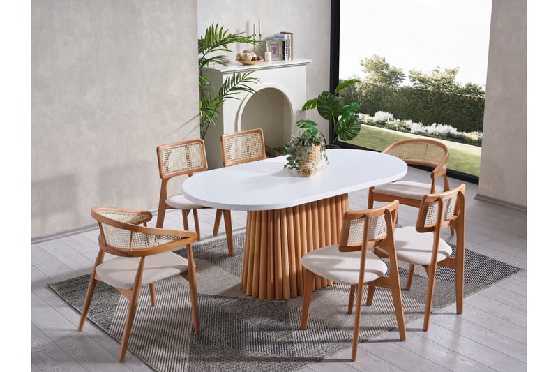 Karamea Matbord 170 cm Oval - Vit/Natur - Möbler - Bord & matgrupp - Matbord & köksbord