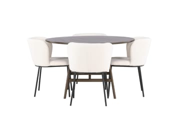 Kaseidon Matgrupp 100 cm Rund med 4 Edina Stolar - Mörkbrun - Möbler - Bord & matgrupp - Matgrupp