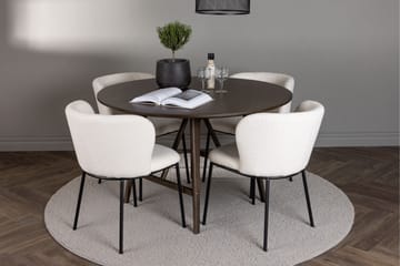 Kaseidon Matgrupp 100 cm Rund med 4 Edina Stolar - Mörkbrun - Möbler - Bord & matgrupp - Matgrupp