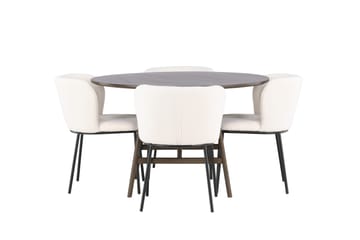 Kaseidon Matgrupp 100 cm Rund med 4 Edina Stolar - Mörkbrun - Möbler - Bord & matgrupp - Matgrupp