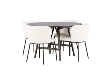 Kaseidon Matgrupp 100 cm Rund med 4 Edina Stolar - Mörkbrun - Möbler - Bord & matgrupp - Matgrupp