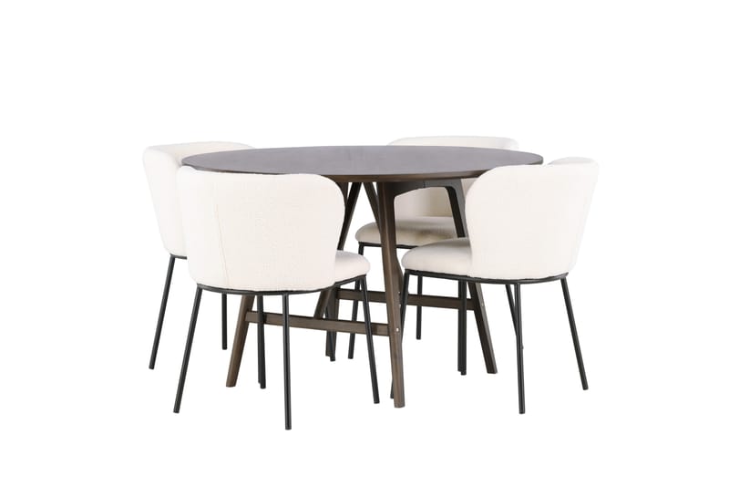 Kaseidon Matgrupp 100 cm Rund med 4 Edina Stolar - Mörkbrun - Möbler - Bord & matgrupp - Matgrupp