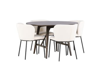 Kaseidon Matgrupp 100 cm Rund med 4 Edina Stolar - Mörkbrun - Möbler - Bord & matgrupp - Matgrupp