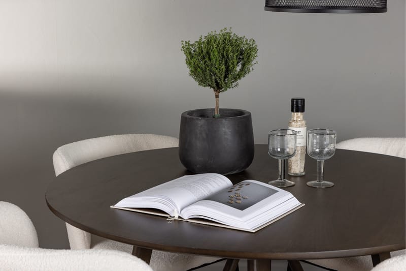 Kaseidon Matgrupp 100 cm Rund med 4 Edina Stolar - Mörkbrun - Möbler - Bord & matgrupp - Matgrupp