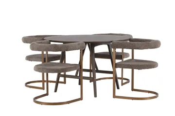 Kaseidon Matgrupp 100 cm Rund med 4 Morning stolar - Brun - Möbler - Bord & matgrupp - Matgrupp