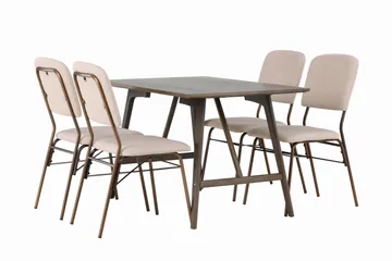 Kaseidon Matgrupp 120 cm Rektangulär med 4 Seda stolar - Beige - Möbler - Bord & matgrupp - Matgrupp