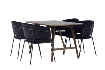 Kaseidon Matgrupp 120 cm Rektangulär med 4 Selma Stolar - Svart - Möbler - Bord & matgrupp - Matgrupp